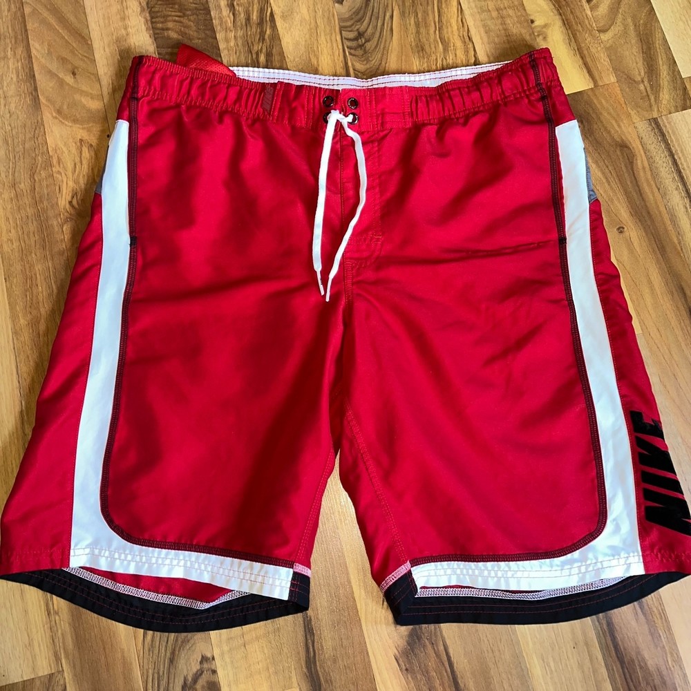 Nike Red Swim Trunks Drawstring Swimming Suit Men's Medium🔥
